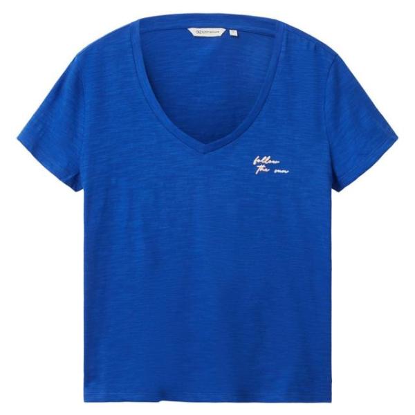 トム テイラー レディース Tシャツ VネックTシャツ V-Neck With Print カラー:...