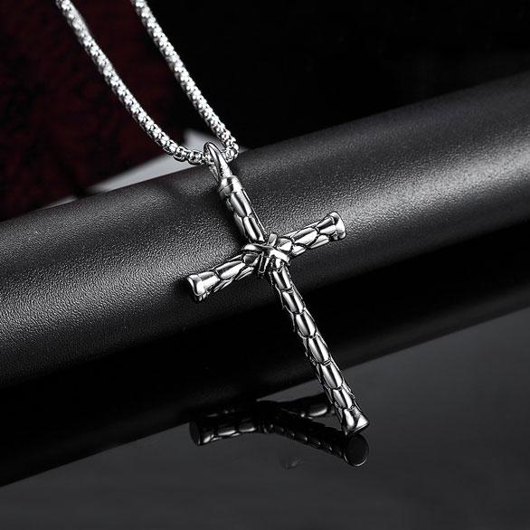 ネックレス 十字架 クロス メンズ レディース 十字 蛇柄 鱗 模様 シルバー かっこいい デザイン...