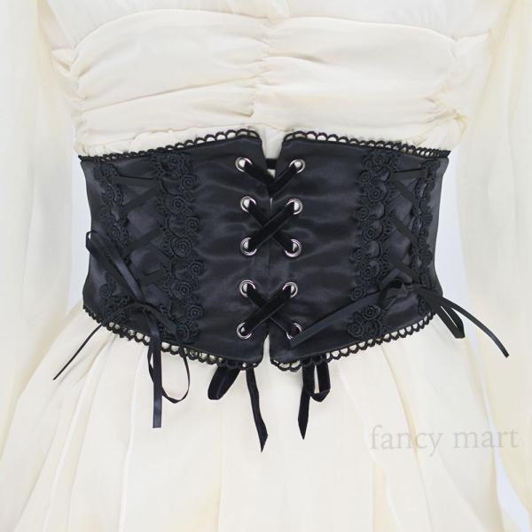 レディース ワイドベルト ファッション コルセット 太い 太いベルト サッシュベルト 装飾 ロリータ...