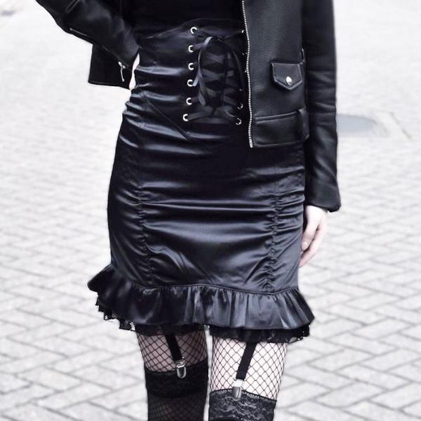 ハイウエスト スカート ファッション コルセット ゴシック レディース ミニ スカート ミニ丈 膝上...