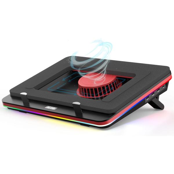 IETS GT500 強力なターボファン (5000RPM) RGB ノートパソコン冷却パッド 無限...
