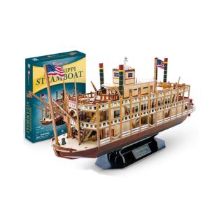 大人のための船のジグソーパズルを構築するための大人のための3dパズル船モデルキットミシシッピ川蒸気船木製パズル3dジグソー機械モデル建設おもちゃギフト