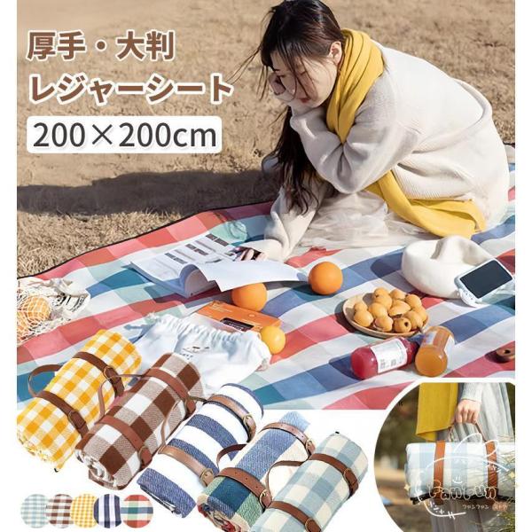 レジャーシート 200×200cm 厚手 大判 洗える レジャーシート 6−8人用 大きい 防水 軽...