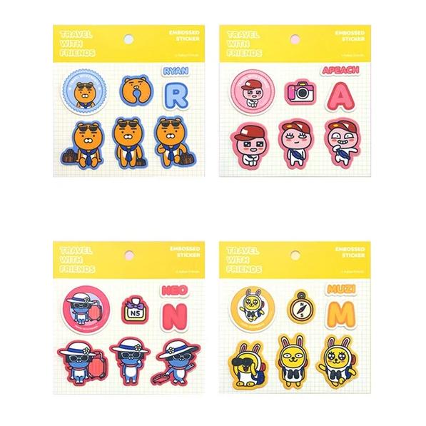公式カカオフレンズ  トラベル EMBOSSED STICKER / アピーチ ライアン ムジ ネオ