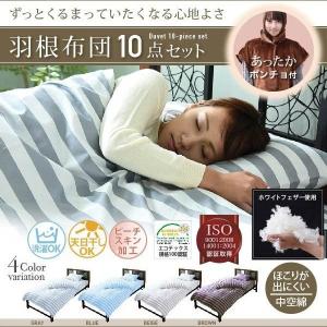 布団 セット 10点 洗い替え付 シングル 洗える オールシーズン 羽根 100％ 1.5kg 掛け布団 敷きパッド 肌掛け 他 7点 エコテック認証