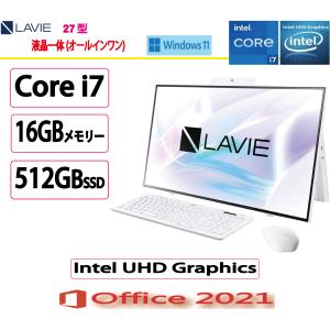 NEC(日本電気) デスクトップパソコン NEC LAVIE Home HA/Core i7/16GB/SSD：512GB/27型/Win 11/MS Office 2021/NEC Refreshed PC/展示
