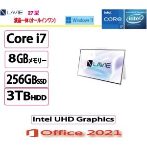 NEC(日本電気) デスクトップパソコン NEC LAVIE Home HA700/Core i7/8GB/SSD：256GB+3TB HDD/27型/Win 11 Home/MS Office 2021/NEC Refreshed PC/展示品