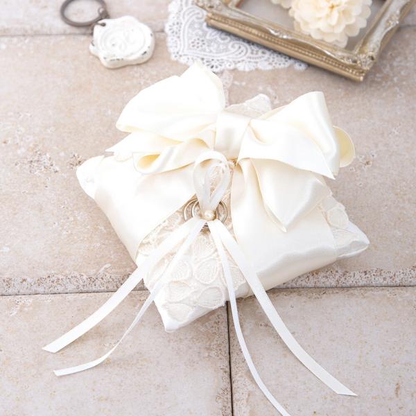 花びらとリボンのリングピロー 手作りキット サテン レース スクエア 指輪 結婚式 ハンドメイド 手...