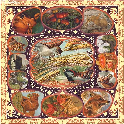 バザーセラピー ミニ・コットンスカーフ クレイジー・ヴィンテージ・アニマルズ 50cm Mini C...