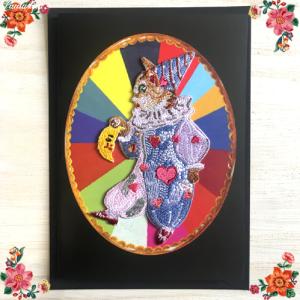 ナタリー・レテ ビッグ・アップリケ サーカス・ピエロ 道化師の顔刺繍