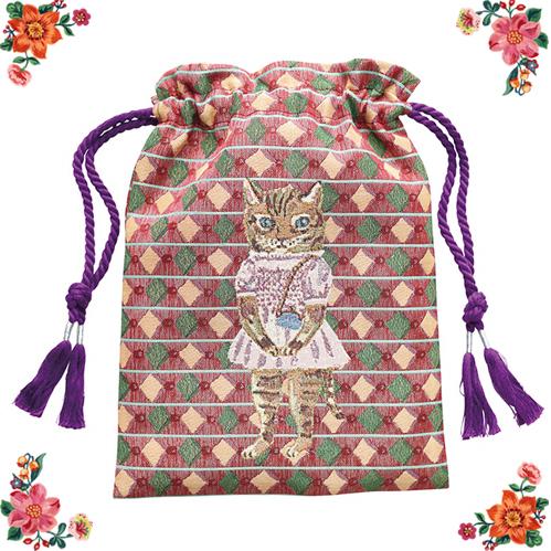 ナタリー・レテ ドローストリング・バッグ マヤ　プリンセス・キャット猫の巾着バッグ