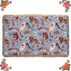 ハナ☆コト　タペストリー ラグ　110×153cm　プランツ バード　鳥 ハナ☆コト タペストリー ラグ 110×153cm プランツ バード 鳥