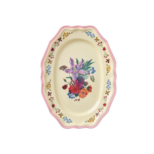 ナタリー・レテ メラミン・サービング・ディッシュ フラワーズ＆レディーバグ ピンク　お花たちとてんと...