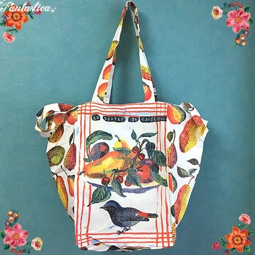 ナタリー・レテ フルーツ・ファーマーズ・マーケットバッグ 果物と小鳥のマーケットバッグ
