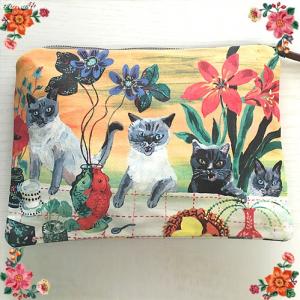 Nathalie Lete（ナタリーレテ） シルクスカーフ ミディ リスたちと花々