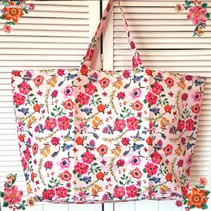 ナタリー・レテ ポケッタブル・エコバッグ フラワーズ&amp;リトル・バーズ　花と小鳥の折りたたみショッピングバッグ