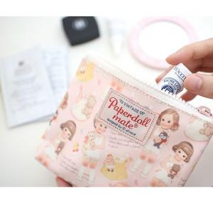 ペーパードールメイト オイルクロス・ポーチ S ピンク・パターン Paper Doll Mate Oilcloth Pouch S Pink Pattern｜fantastica