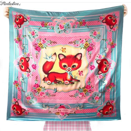 WU&amp;WU フィオナ・ヒューイット スウィート・フォックス・シルキースカーフ 90cm