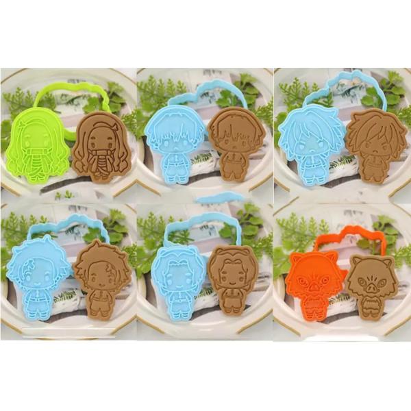 大人気☆鬼滅の刃♪クッキー型6個セット♪体あり♪竈門炭治郎 禰豆子 我妻善逸 嘴平伊之助 富岡義勇 ...