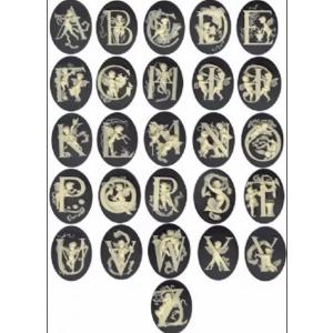 超大作！新作のシリコンモールド☆26種のイニシャルカメオ型アルファベット天使エンジェルクラシカルアンティークヴィンテージsilicone