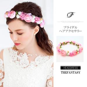 花かんむり 花冠 バラ 花かんむり ピンク ヘッドドレス