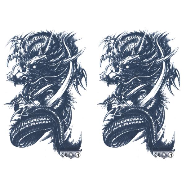 ジャグアタトゥー タトゥーシール 2週間で消えるタトゥー ヘナタトゥー 本物志向 龍 2枚セット