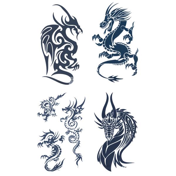 ジャグアタトゥー タトゥーシール 2週間で消えるタトゥー ヘナタトゥー 本物志向 龍 トライバル 4...