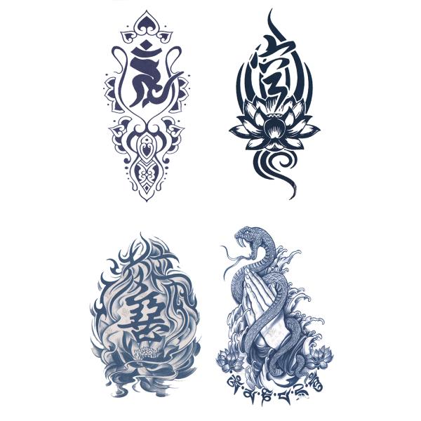 ジャグアタトゥー タトゥーシール 2週間で消えるタトゥー ヘナタトゥー 本物志向 梵字 仏教 合掌 ...