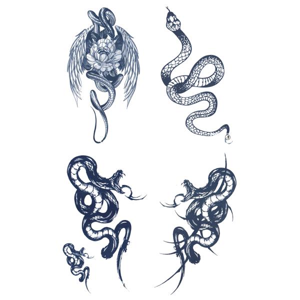 ジャグアタトゥー タトゥーシール 2週間で消えるタトゥー ヘナタトゥー 本物志向 蛇 4枚セット