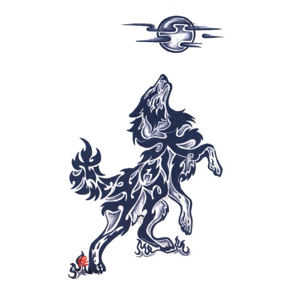 ジャグアタトゥー タトゥーシール 2週間で消えるタトゥー ヘナタトゥー 本物志向 狼 月 トライバル