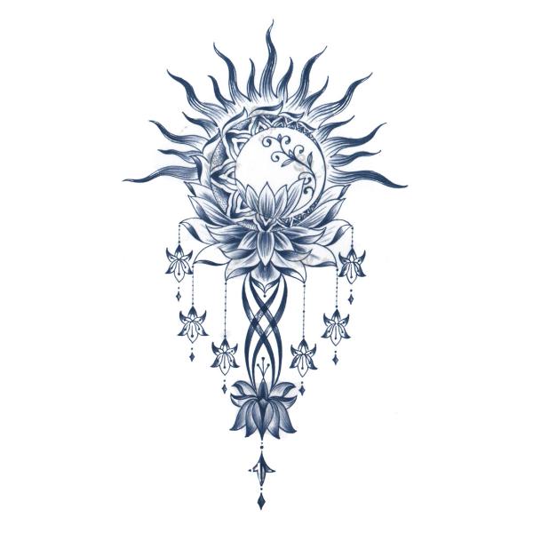 ジャグアタトゥー タトゥーシール 2週間で消えるタトゥー ヘナタトゥー 本物志向 太陽 月 トライバ...