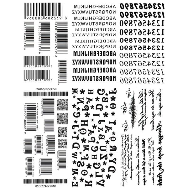 タトゥーシール 英文字 バーコード 6種6枚set222