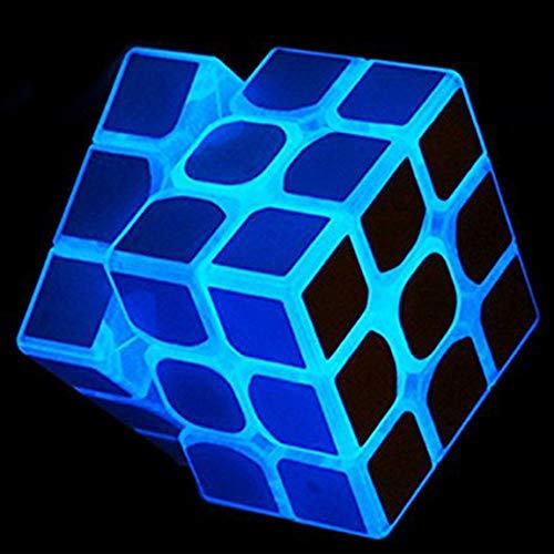 3x3 ブルー蛍光スピードキューブ 暗闇で光る マジックスピードキューブ 3D 頭の体操 IQパズル...