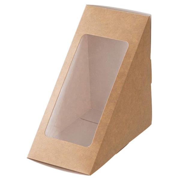 ヘッズ サンドウィッチボックス 7.5×12×12cm 茶色 50枚 食品対応 クラフト デリバリー...