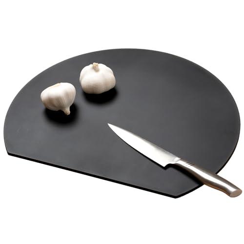 アイメディア(Aimedia) まな板 丸いまな板 食洗機対応 35×29cm ブラック 耐熱エラス...