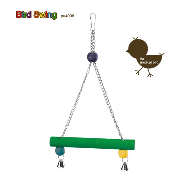 鳥 小鳥 用 おもちゃ ブランコ PA 4098 木製 バードトイ 止まり木  簡単取り付け 鈴付き...