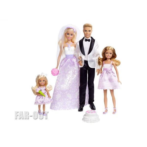 バービー&amp;ケン 白と黒のタキシード w/ ステーシー&amp;チェルシー ウェディング 結婚式 4体 デラッ...