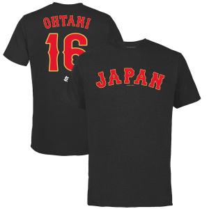 正規品 アメリカ 大谷翔平選手 Tシャツ Lサイズ WBC ワールドベースボールクラシック 2023 JAPAN Shohei Ohtani 16 黒 エンゼルス MLB T-Shirts｜far-out