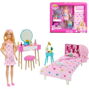 バービー かわいいピンクなベッドルーム 寝室 化粧台 ブロンドヘア ドール 付き プレイセット Barbie Bedroom Playset｜far-out