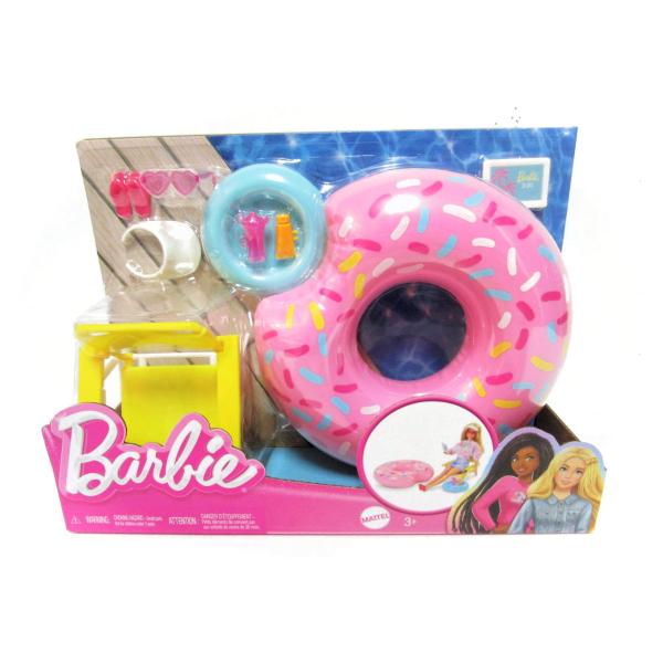 バービー プールサイド チェア 浮輪 アクセサリー 小物付き プレイセット 家具 Barbie Pl...