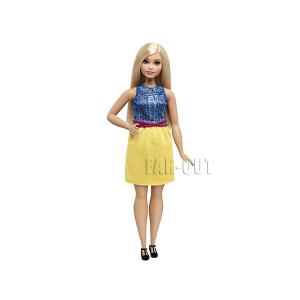 バービー ファッショニスタ デニムベストプリントのカットソー&黄色のスカート ブロンド カービーボディ ぽっちゃり ドール 人形 Barbie Fashionistas｜far-out