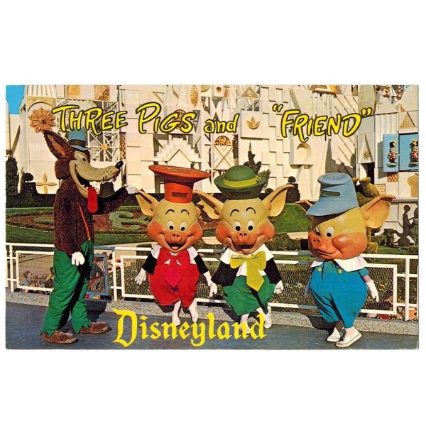三匹の子ぶたと狼 ビッグ・バッド・ウルフ ディズニーランド ポストカード 絵はがき 1970年代 ヴ...