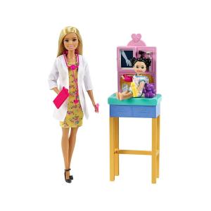 バービー 小児科医 プレイセット 女の子のフィギュア付き ドール 人形 ブロンドヘア お医者さんごっこ 医師 ドクター 病院 Barbie (GTN51)｜far-out
