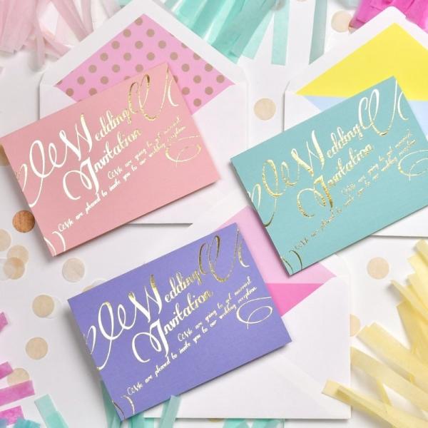 結婚式 招待状 手作り / 招待状DIY手作りセット 「イリス」（10名様分） / 金箔 パステルカ...