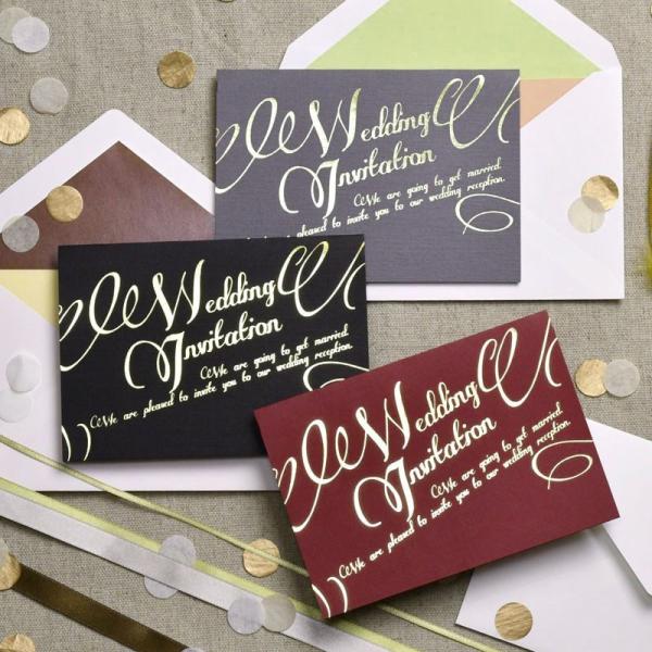 結婚式 招待状 手作り /  招待状手作りセット 「イリス ダーク」（10名様分） / 金箔 ダーク...