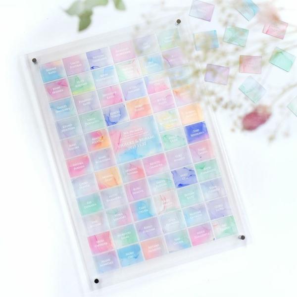 結婚証明書 アクリル ゲスト参加型 名入れ 人前式 ピースはめ込み アルコールインクアート風／ゲスト...