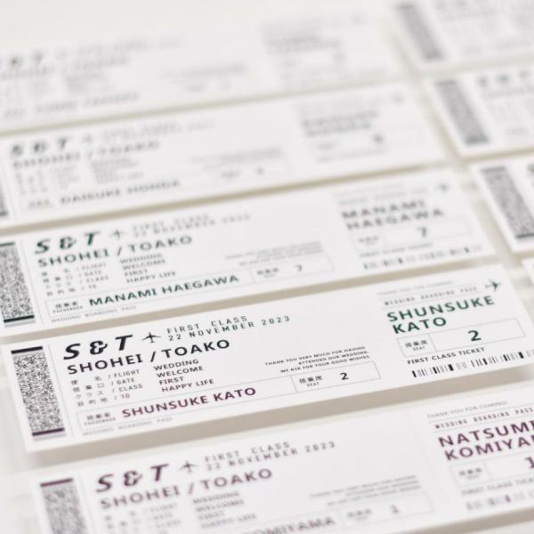 半券付きチケット風エスコートカード「航空券」