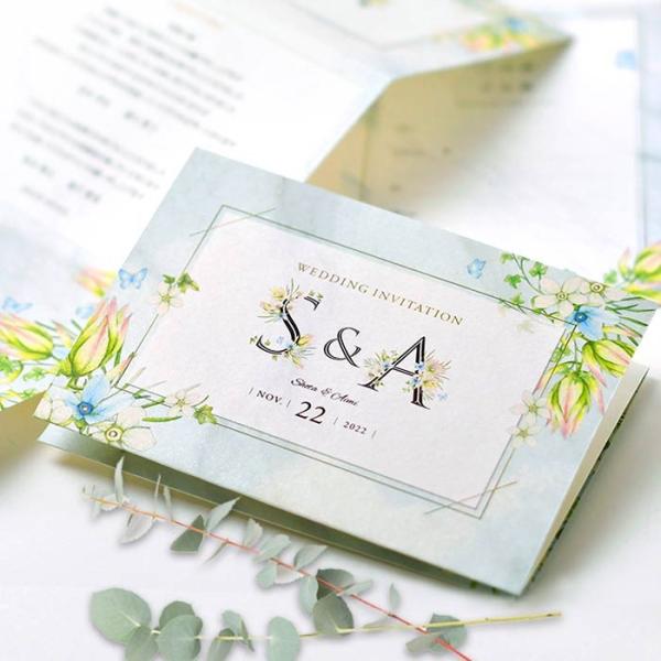 招待状 「イニシャルフラワー」（入力印刷込）/ 結婚式