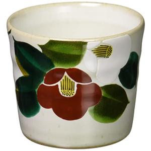 伊野正峰 そば猪口 白 7.5cm 九谷焼 そばちょこ 紅白玉椿 K5-429