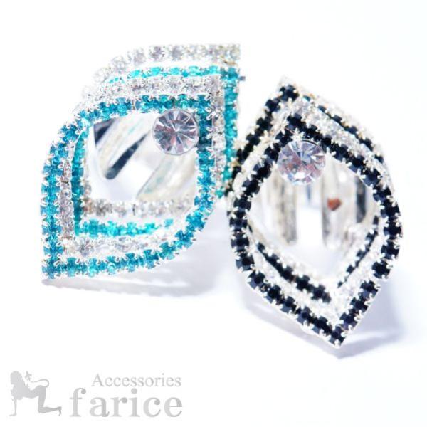 クリアビーズ&amp;カラフルカットビーズライン装飾 豪華立体4段型 シャープオーバルフレーム レディース ...